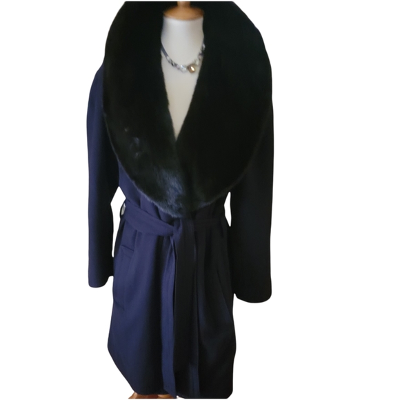🔥SALE🔥YVES SAINT LAURENT |VNTG WOOL/CASHMERE WRAP COAT W/BLK MINK SHAWL COLLAR - Picture 7 of 16